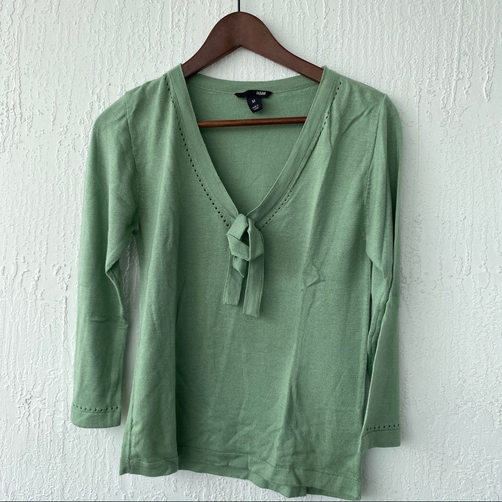 Top shirt V neck knot M Green Sinequanone
